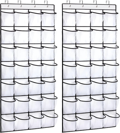 REGELETO 28 Large Pocket Over the Door Shoe Organzier, Hanging Shoe Rack for Door Large Capacity Shoe Organizer Holder with 4 Metal Hooks.