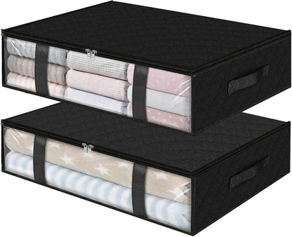 StorageRight Under Bed Storage Bags 3 Pack, 40L Large Clothes & Comforter Storage Containers with Clear Window, Breathable Fabric Organizer for Blankets, Bedding, Seasonal Clothing