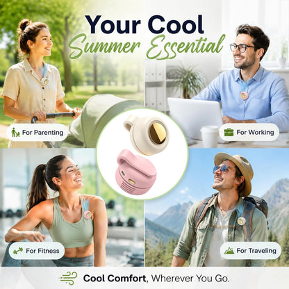 Portable Clip-On Fan, Mini Bladeless Waist Fan, 5100RPM 25dB Ultra-Quiet 3-Speed Rechargeable Small Whirlwind Fan, Hands-Free Personal Cooling for Outdoor Travel Office Camping with USB-C