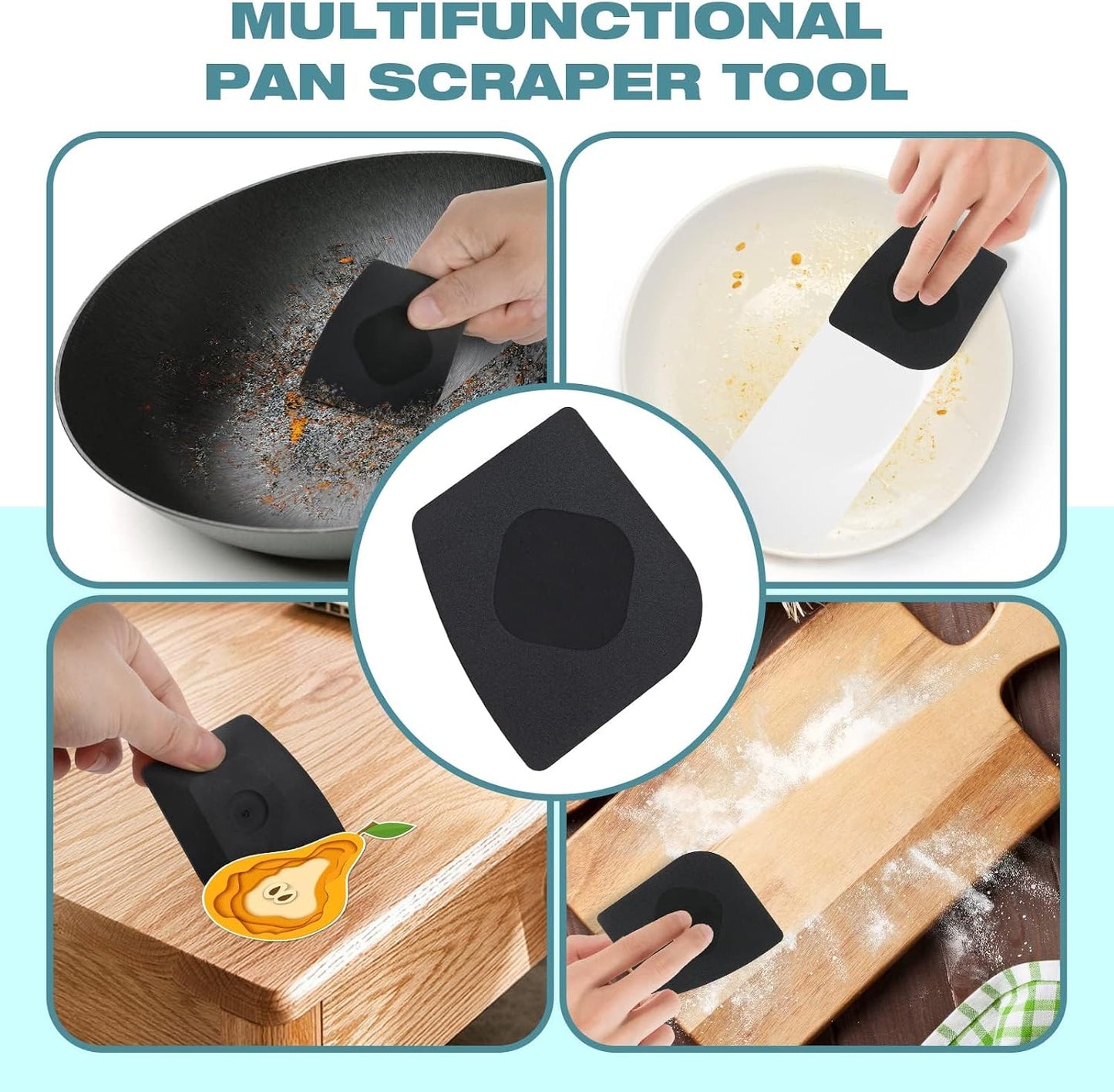 Cast Iron Scrubber | Dish Scrub Brush | 316 Cleaner Chainmail Scrubber for Cast Iron Pan Skillet Cleaner - Dish Scouring Pad Dishwasher Safe Cleaning Kit, Black 02
