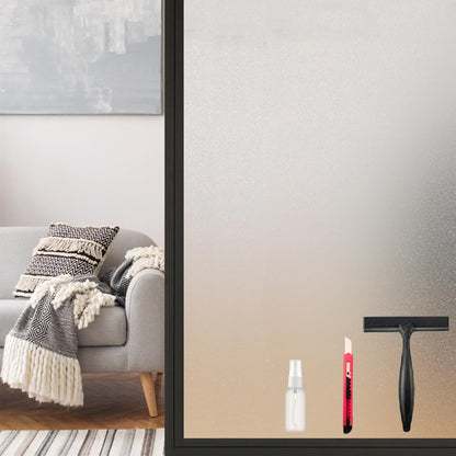 Frosted Window Privacy Film Static Cling, Removable Reusable Glass Sticker, Anti-UV Heat Blocking Decorative Window Film for Home Bathroom Bedroom with Installation Tools Frosted White 17x78inch