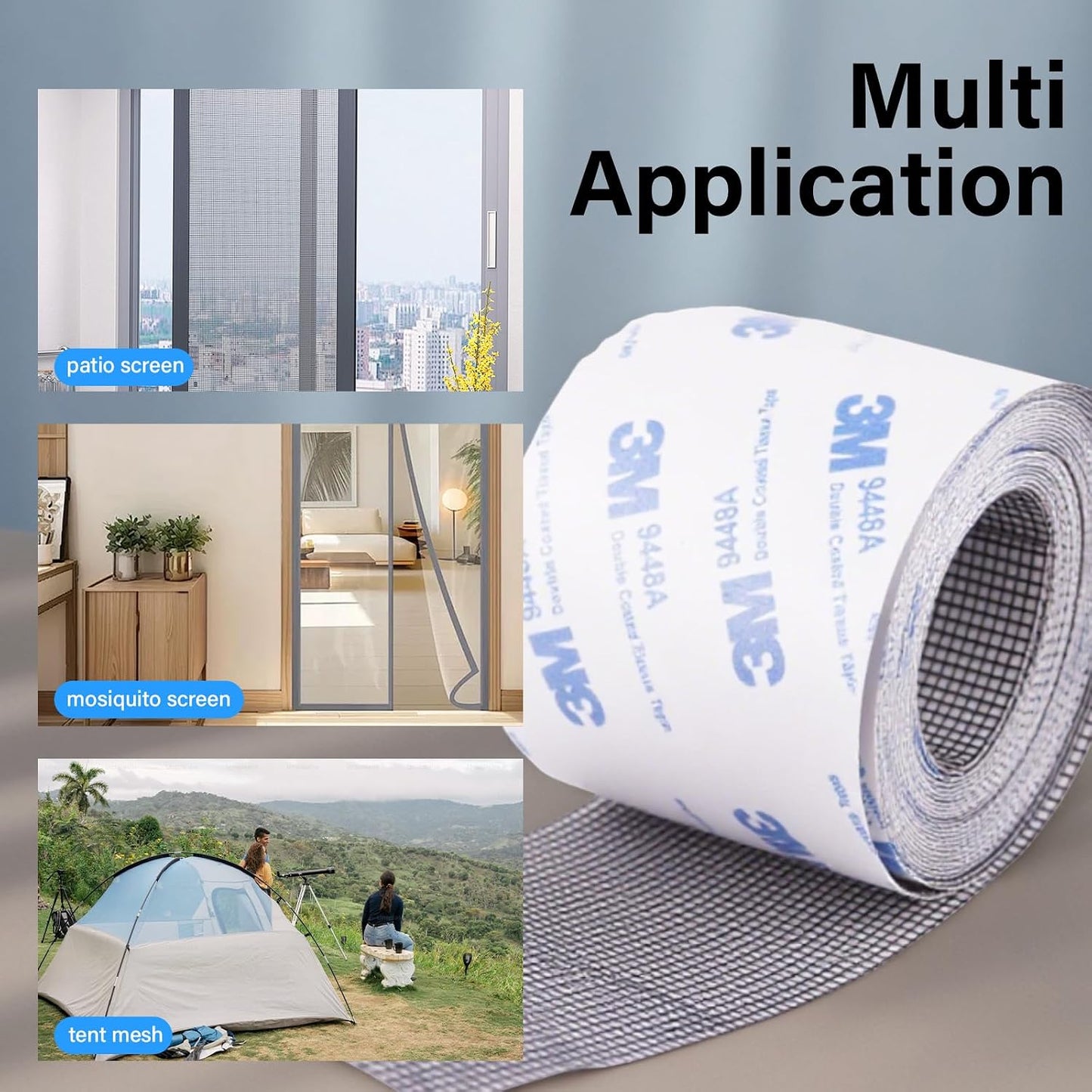 Window Screen Repair Tape, Made of 3M Tape, Screen Repair Kit for Small Holes and Tears of Windows, Doors, Mosquito Net, Strong Adhesive Patch Kit Fiberglass Mesh Tape (Transparent)