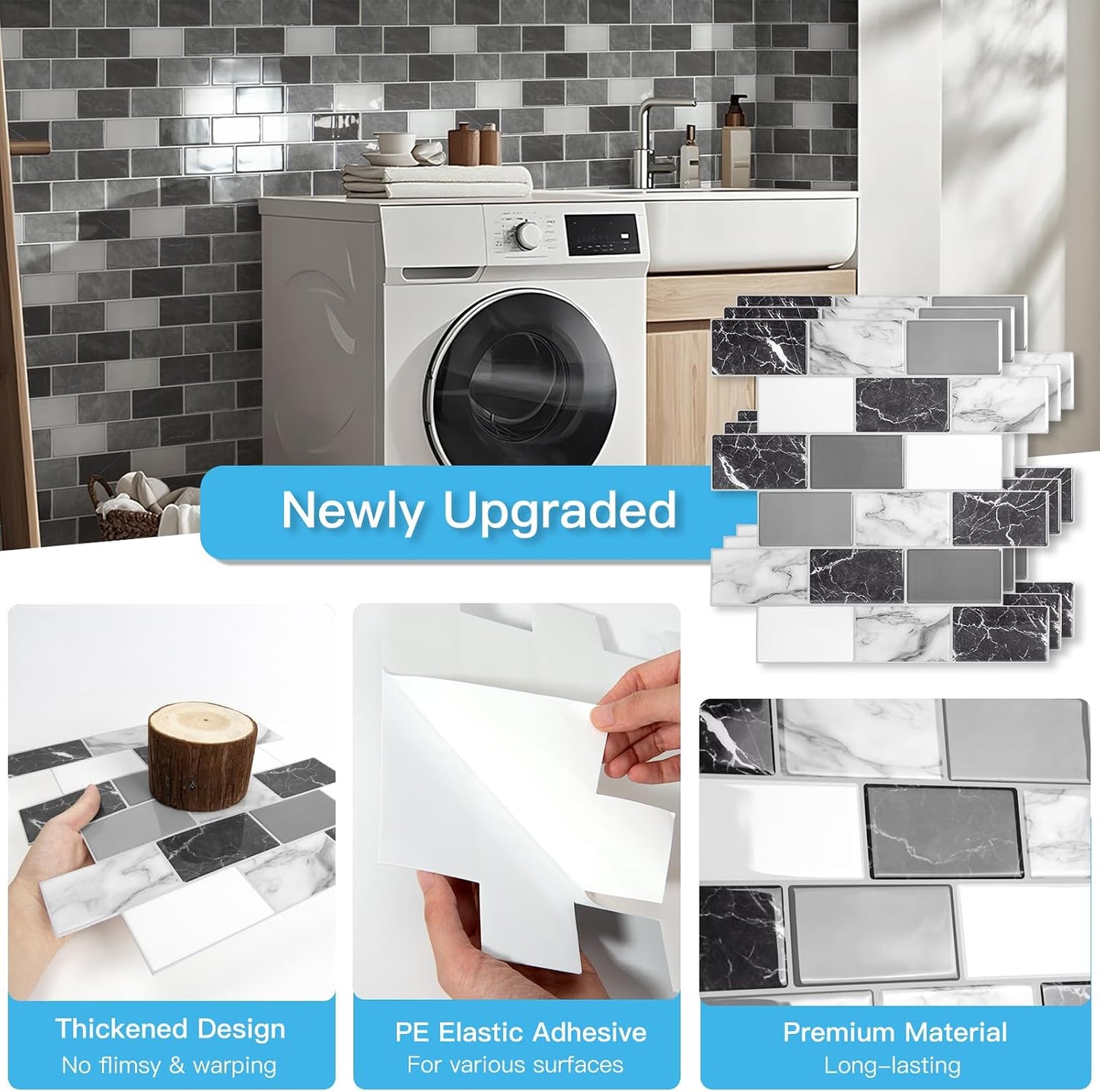 Art3d Peel and Stick Backsplash for Kitchen White Subway (10 Tiles, Thicker Design)