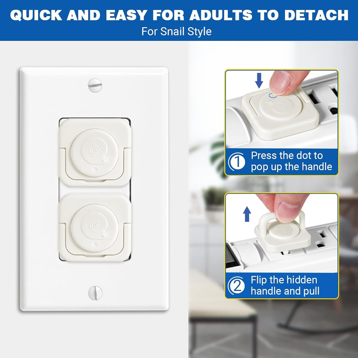 Outlet Covers Baby Proofing, 60 Pack Child Proof Plug Socket Covers Electric Plug Protectors Safety Caps with Hidden Pull Handle, for US 3-Prong, Classic