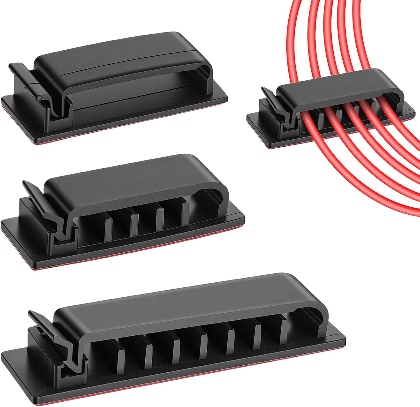 14Pcs Self Adhesive Cable Clips, Cord Organizers Wire Clips | Adhesive Cable Clips for Desk Cord Management Wire Clip Cord Holder for Under Desk, Car, Wall, TV PC Ethernet Cables (Black)