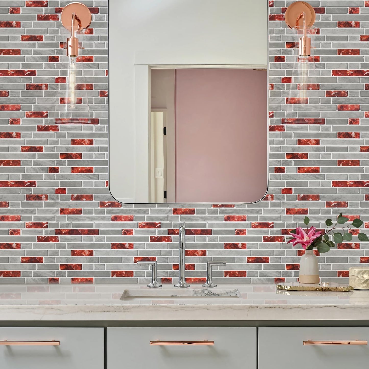 STICKGOO Peel and Stick Backsplash - 10 Sheets of 12”×12” - 3D Self Adhesive Peel and Stick Tile Backsplash for Kitchen & Bathroom
