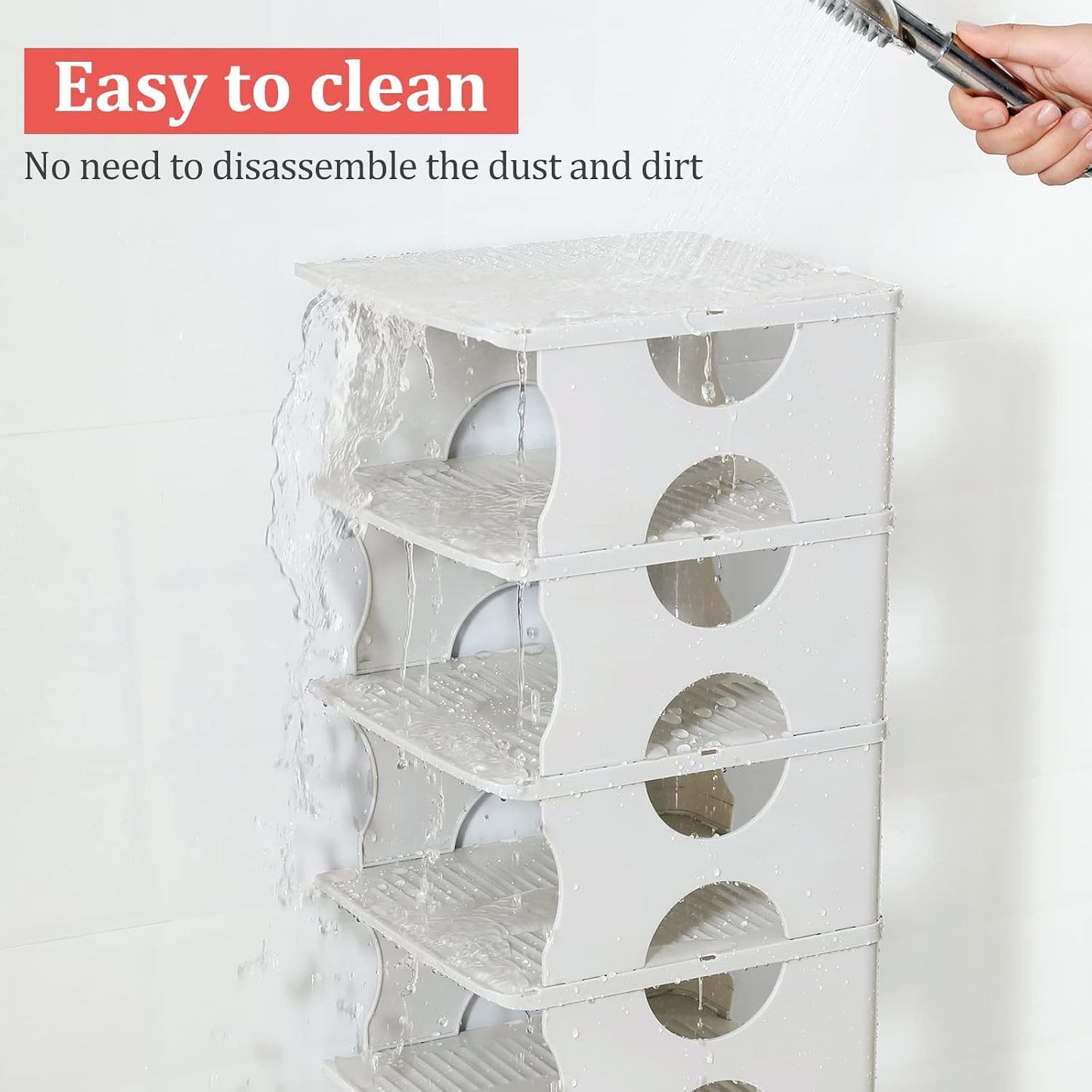 6-Tier Shoe Rack, Stackable Storage Organizer for Bedroom Entry, Adjustable Rack, Shoe Slots Shelf, Easy Tower Rack, Grey