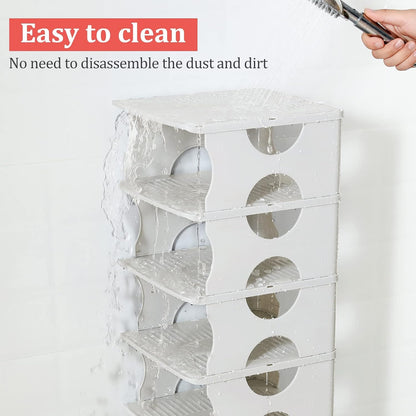6-Tier Shoe Rack, Stackable Storage Organizer for Bedroom Entry, Adjustable Rack, Shoe Slots Shelf, Easy Tower Rack, Grey