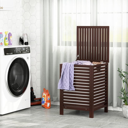 Homykic Bamboo Laundry Hamper with Lid, 120L Large Clothes Laundry Sorter with Removable 2-Section Liner Bag, Raised Laundry Basket Organizer for Clothing, Bathroom, Bedroom, Laundry Room, Natural