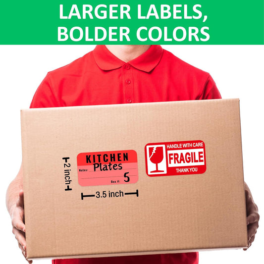 Large Moving Labels for Boxes Color Coded, 460 Stickers for Home Moving Supplies with Removable Tape, Fragile Stickers Packing Labels for Moving Boxes, Moving for Organizing and Packing