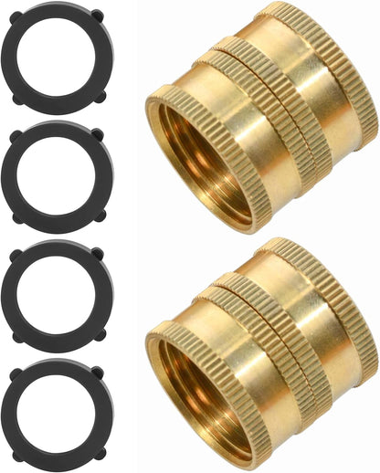 2 Pack 3/4" Garden Hose Connector with Dual Swivel for Male Hose to Male Hose, Double Female