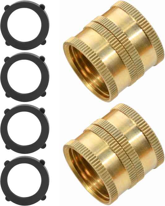 2 Pack 3/4" Garden Hose Connector with Dual Swivel for Male Hose to Male Hose, Double Female