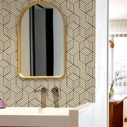 MelunMer Geometric Peel and Stick Wallpaper Gold 118In L 17.7In W Self Adhesive Removable Wallpaper for Bedroom/Bathroom Waterproof Modern Contact Paper for Cabinets Gold Contact Paper Shelf Liner