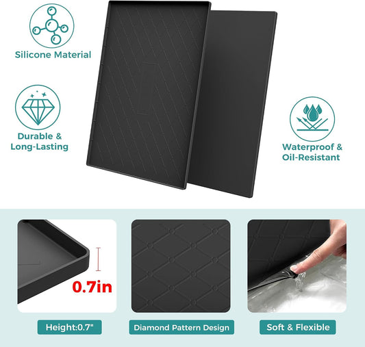 URMONA 28" x 22" Waterproof Silicone Mat in Multiple Sizes & Colors, Under Sink Mat for Kitchen & Bathroom, Pet Food Pad for Dogs & Cats, Kitchen Cabinet Liner, Multi-Purpose for Storage(Light Grey)