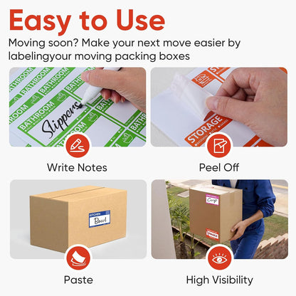6 x 4 in Large Moving Labels for Boxes, Home Moving Packing Color Coded Stickers Supplies Labels with Writable Notes Areas, Fragile Blank Moving Boxes Stickers 160pcs