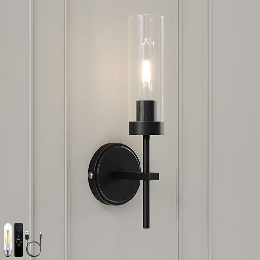 Gold Battery Operated Wall Sconce Set of 2, Wireless Wall Sconces with Remote Control, Rechargeable 3000K Dimmable Wall Light for Bedroom Living Room Bathroom Hallway Entryway Stairwell