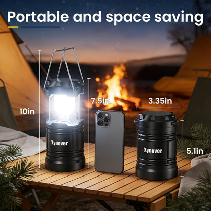 4-Pack Solar Camping Lanterns,Rechargeable LED with USB/Solar/AA Battery,Magnetic Base,Hanging Hook,Collapsible, Waterproof for Emergency, Hiking,Hurricane,Campsites,Lanterns for Power Outages