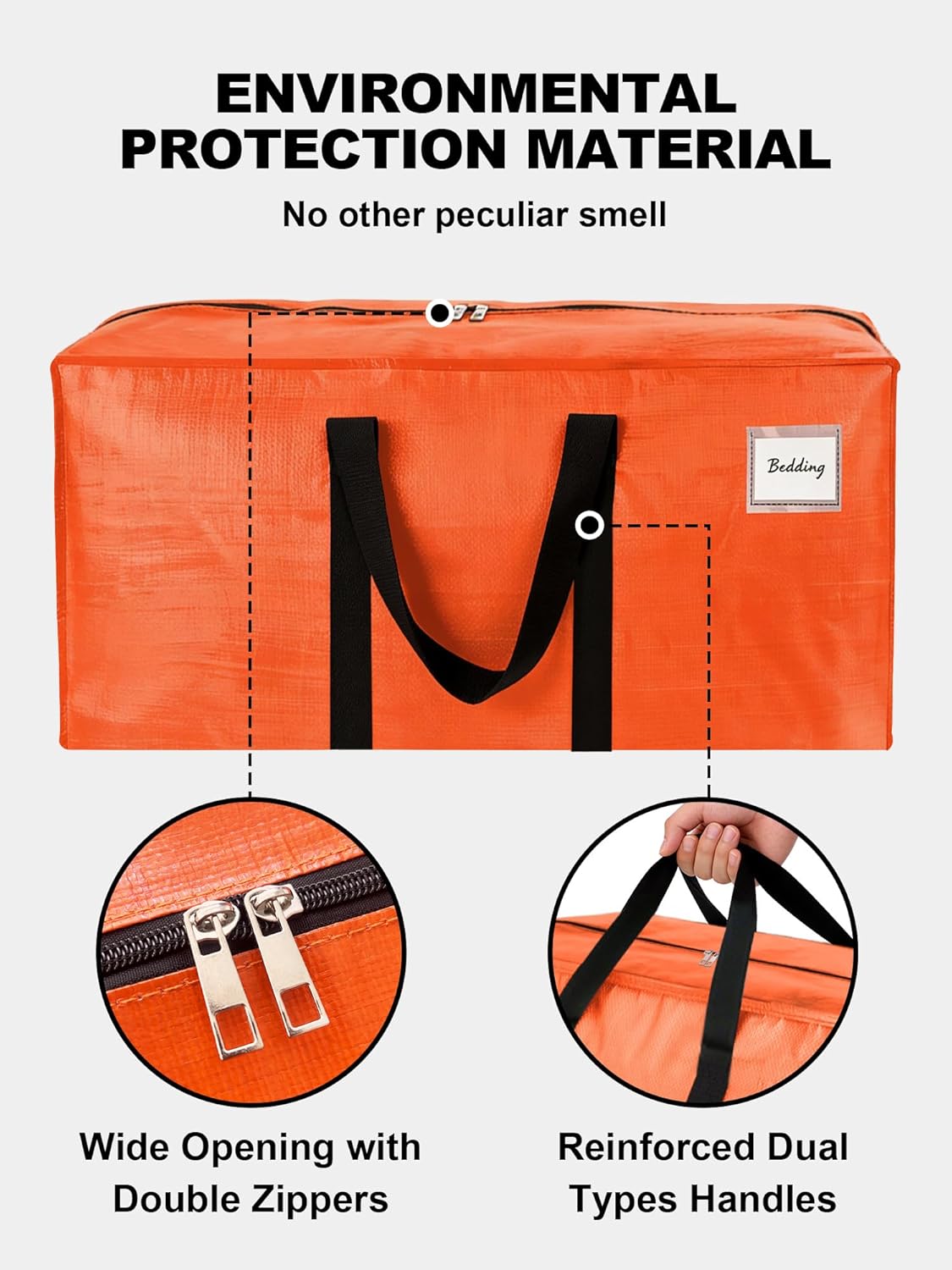 HOMESURE Supports 200lbs Heavy Duty Moving Bags - Strong Zipper & Wrap-Around Handles - Water-Resistant Storage Totes, Durable Alternative to Moving Boxes - 8 Pack - Semi-Transparent