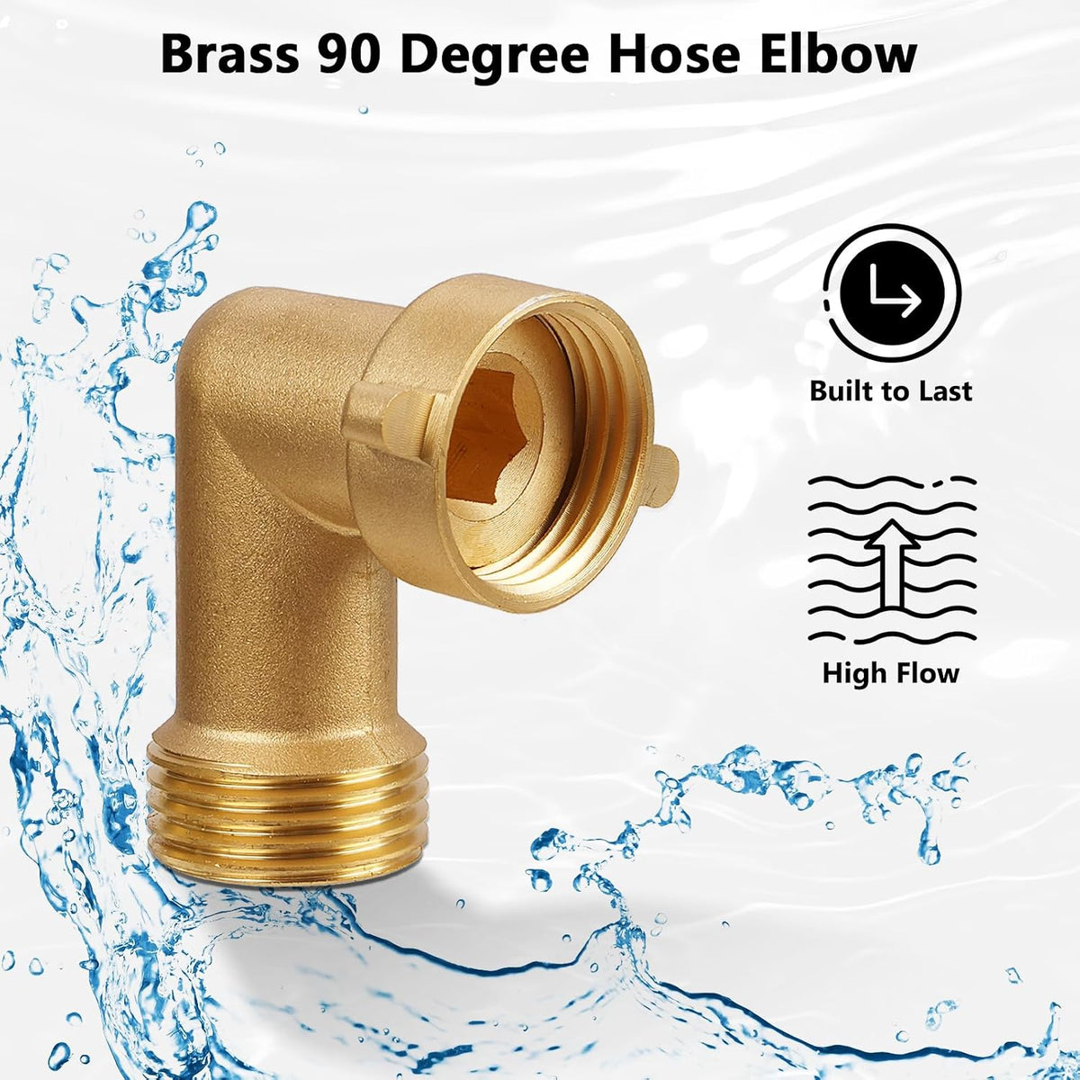 Garden Water Hose Splitter - RV Water Splitter 2 Way Heavy Duty Brass Spigot Hose Splitter - Outdoor Y Hose Bib 2 Valves with 2 Extra Rubber Washers for 3/4" Hose Connector (Blue)