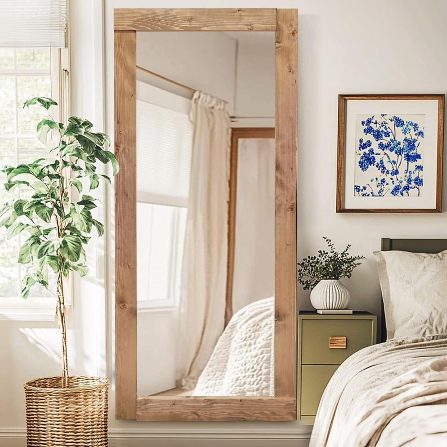 Solid Wood Full Length Mirror - 65"x22" Arched Floor Mirror, Free Standing & Wall Mounted - Elegant Design for Bedroom, Dressing Room, Hallway, Brown