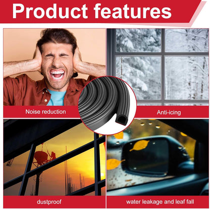 Pangda 13Ft D Shape Rubber Weather Stripping Foam Self-Adhesive EPDM Seal Strip for Noise Reduction Waterproof Dustproof for Cars Boats RVs Windows Doors (3/4" W x 3/4" H)