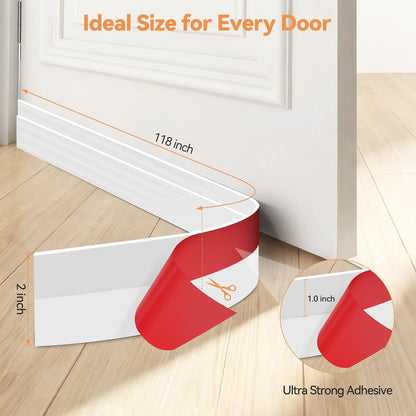 Door Draft Stopper, Ohuhu 39"L x 2"W Silicone Weather Stripping Under Door Seal for Exterior Interior Doors, 1" Widened Strong Adhesive, Soundproof Door Sweep Strip to Block Cold, Noise, Light Pests
