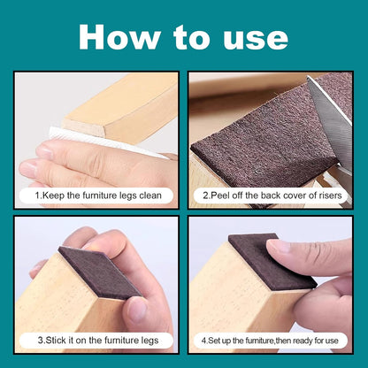 Furnigear 1.5x1.5 Inch Square Felt Furniture Pads, 18Pcs Self-Adhesive Floor Protectors for Chair Legs, Hardwood Floors - Cuttable, Anti-Scratch, Brown