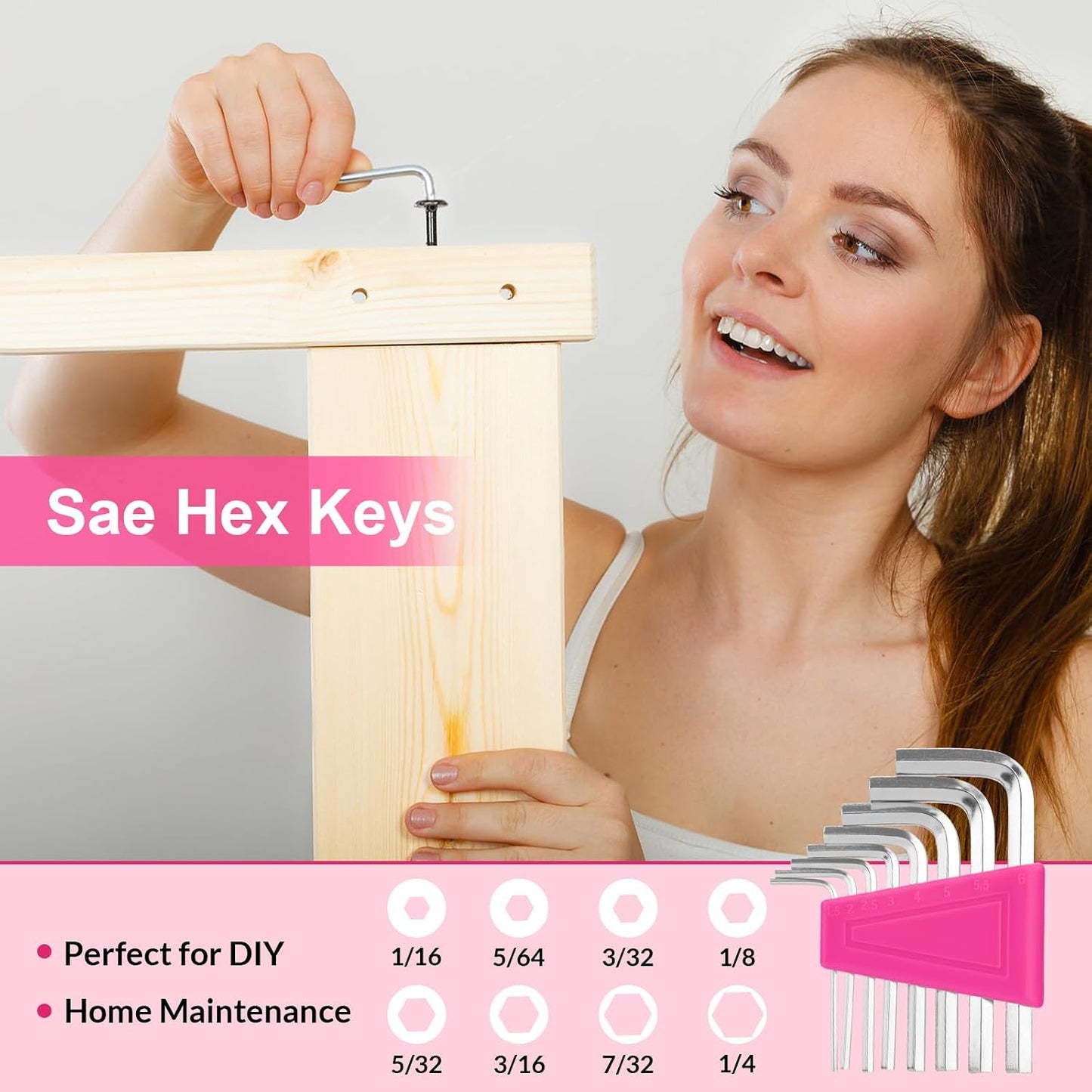 THINKWORK Pink Tool Set - 207 Piece Lady's Portable Home Repairing Tool Kit with 13'' Wide Mouth Open Storage Tool Bag, Perfect for DIY, Home Maintenance - Christmas Gift for Women, LHTS-034