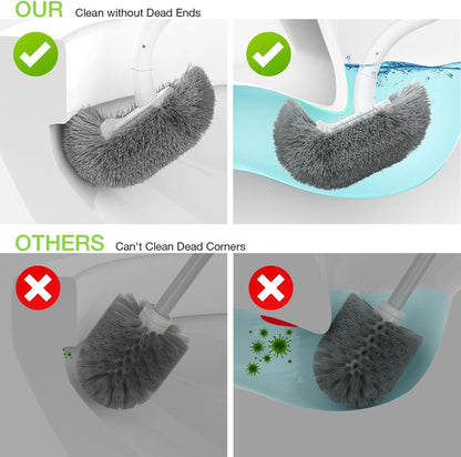 Toilet Bowl Brush and Holder, OSCIOSS Toilet Brush Set with Ergonomic Design, Compact Size, Durable Bristles, RV Toilet Brushes & Holders for Dead Corner Clean (White, 1pack)