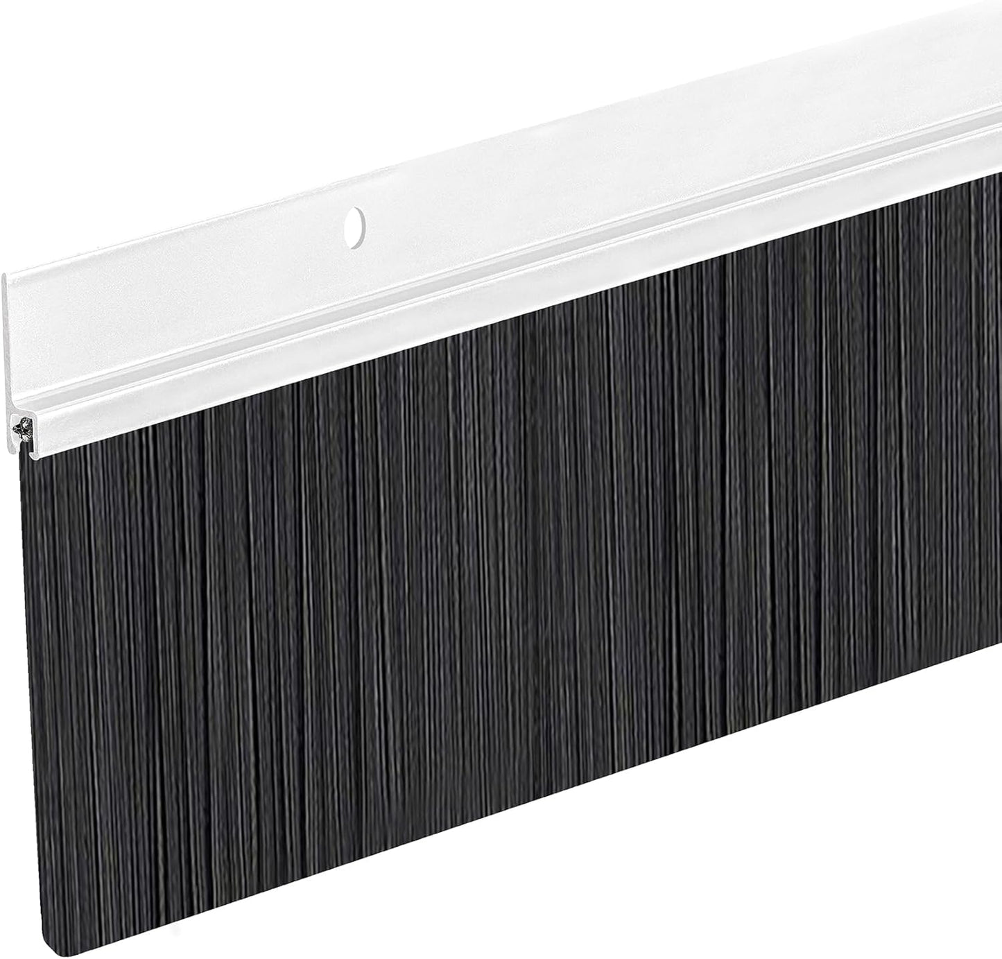 Heavy Duty Brush Door Sweep | Aluminum Holder with 3" Extra-Long Polypropylene Bristles | Weather Stripping Door Bottom Seal for Large Gaps – Exterior & Interior Doors (Black, 48")