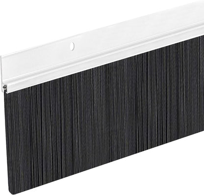 Heavy Duty Brush Door Sweep | Aluminum Holder with 3" Extra-Long Polypropylene Bristles | Weather Stripping Door Bottom Seal for Large Gaps – Exterior & Interior Doors (Black, 48")