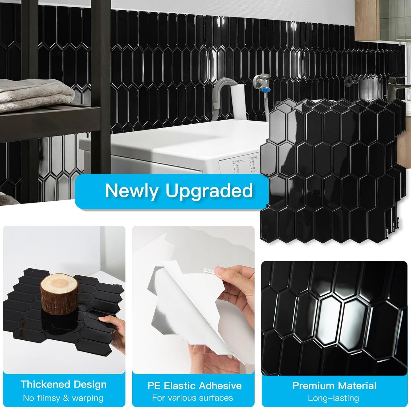 Art3d 10-Sheet Heavy-Duty Peel and Stick Backsplash, Self-Adhesive Vinyl Wall Tiles for Kitchen Countertop Bathroom, White