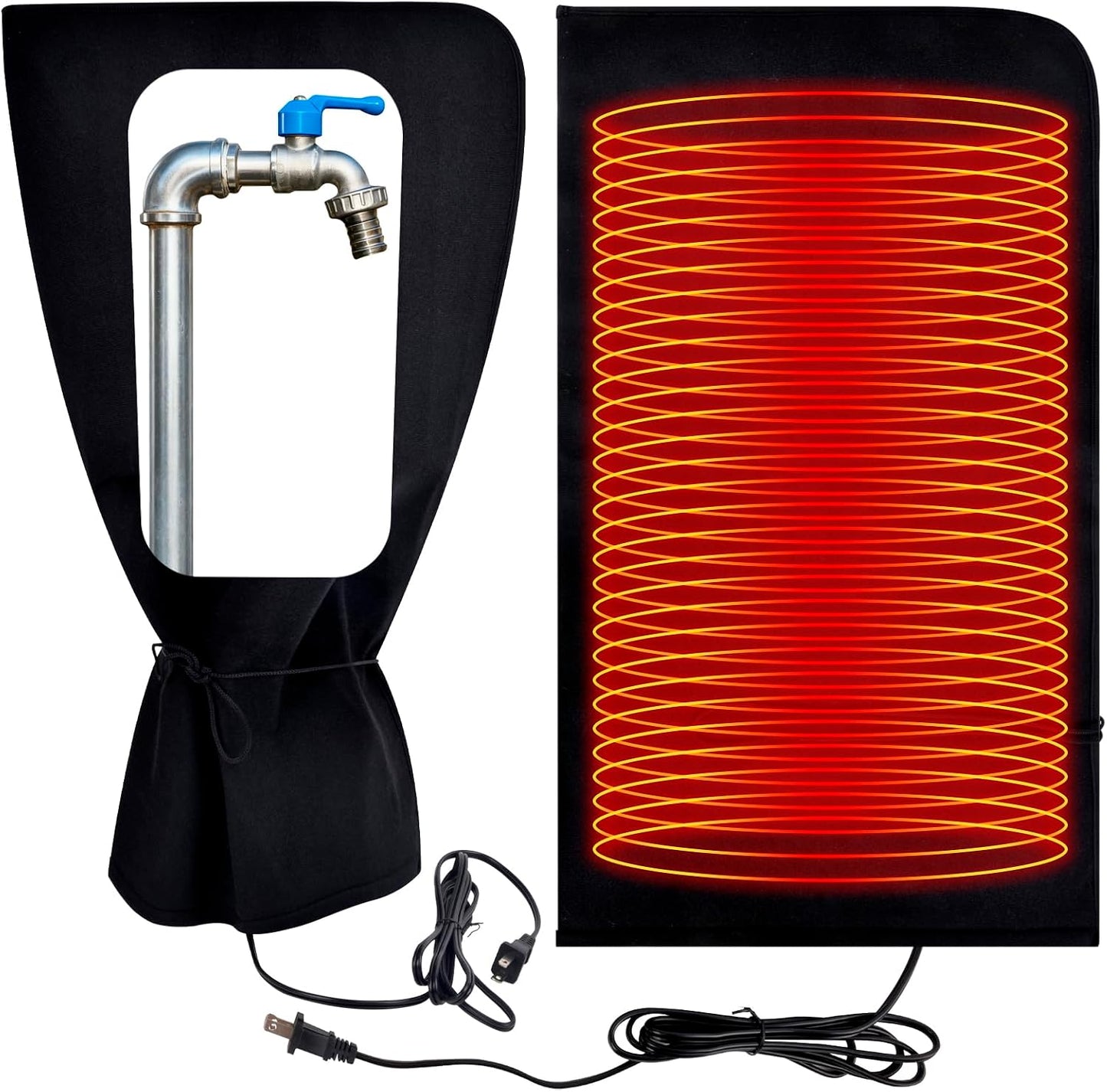 Outdoor Faucet Cover for Winter - 24.5"x13.5" Electric Heated Aluminum Foil Winter Freeze Protection, Waterproof Heating Spigot Hose Bib Cover, Insulated Water Pipe Heater Tape for Garden Lawn Outside