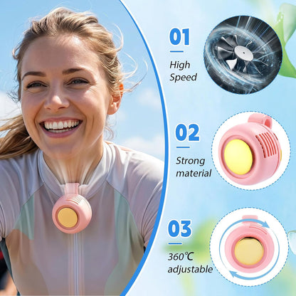 4 Pack 360° Portable Silent Mini Bladeless Electric Fan, Small Fan Clip on for Shirt & Waist, 3 Speeds Rechargeable Whirlwind Cooling Fans for Outdoor Travel Office(Pink)