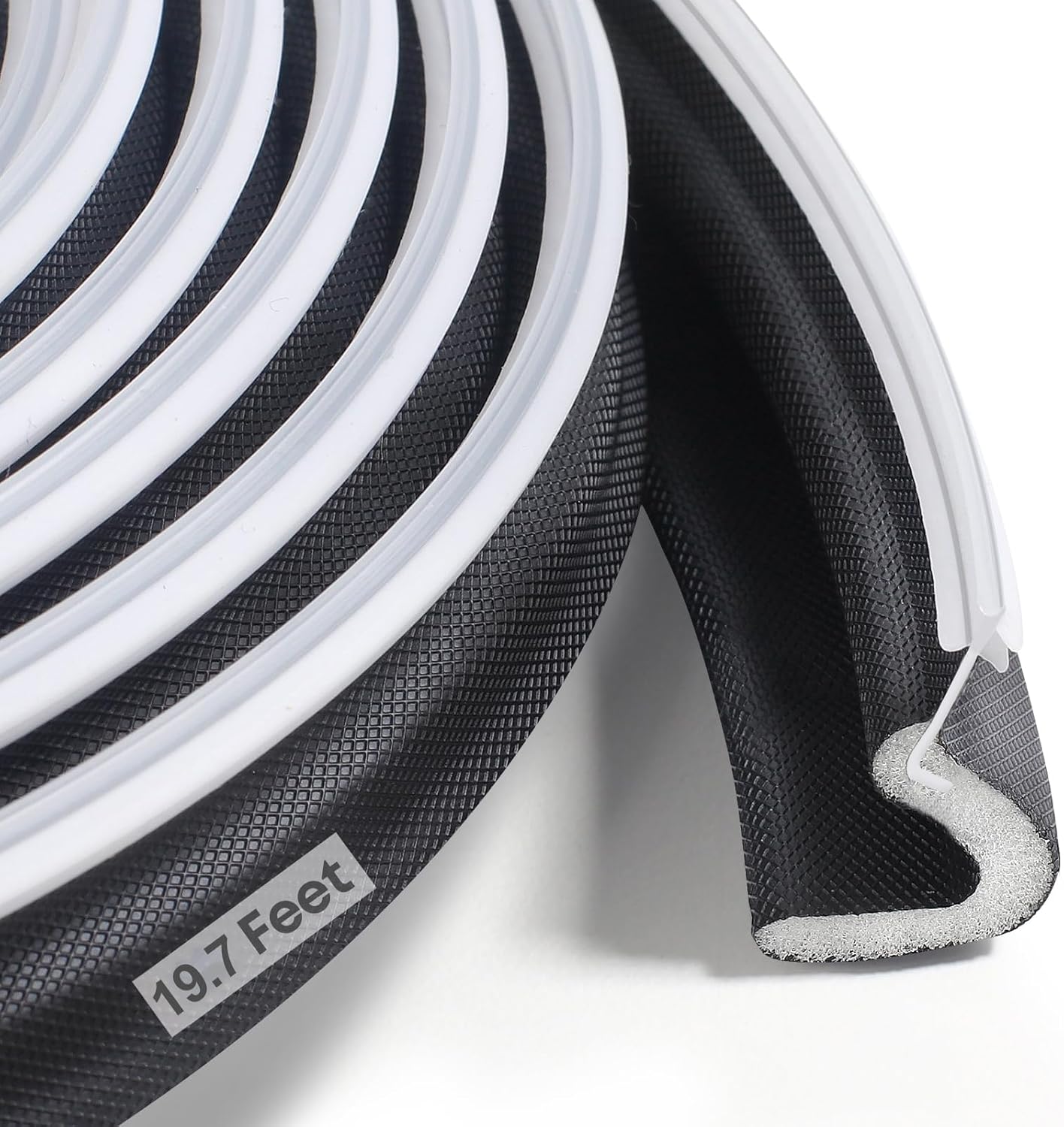 40FT Kerf V‑Shaped Weather Stripping Door Seal, Press‑in Seal for Pre‑Cut Slot Doors, Not Self‑Adhesive, Soundproof Draft Blocker for Exterior Front Doors, Fits Large Gaps, Easy DIY Install (White)