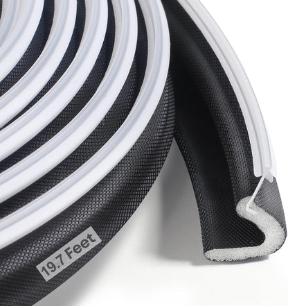 40FT Kerf V‑Shaped Weather Stripping Door Seal, Press‑in Seal for Pre‑Cut Slot Doors, Not Self‑Adhesive, Soundproof Draft Blocker for Exterior Front Doors, Fits Large Gaps, Easy DIY Install (White)