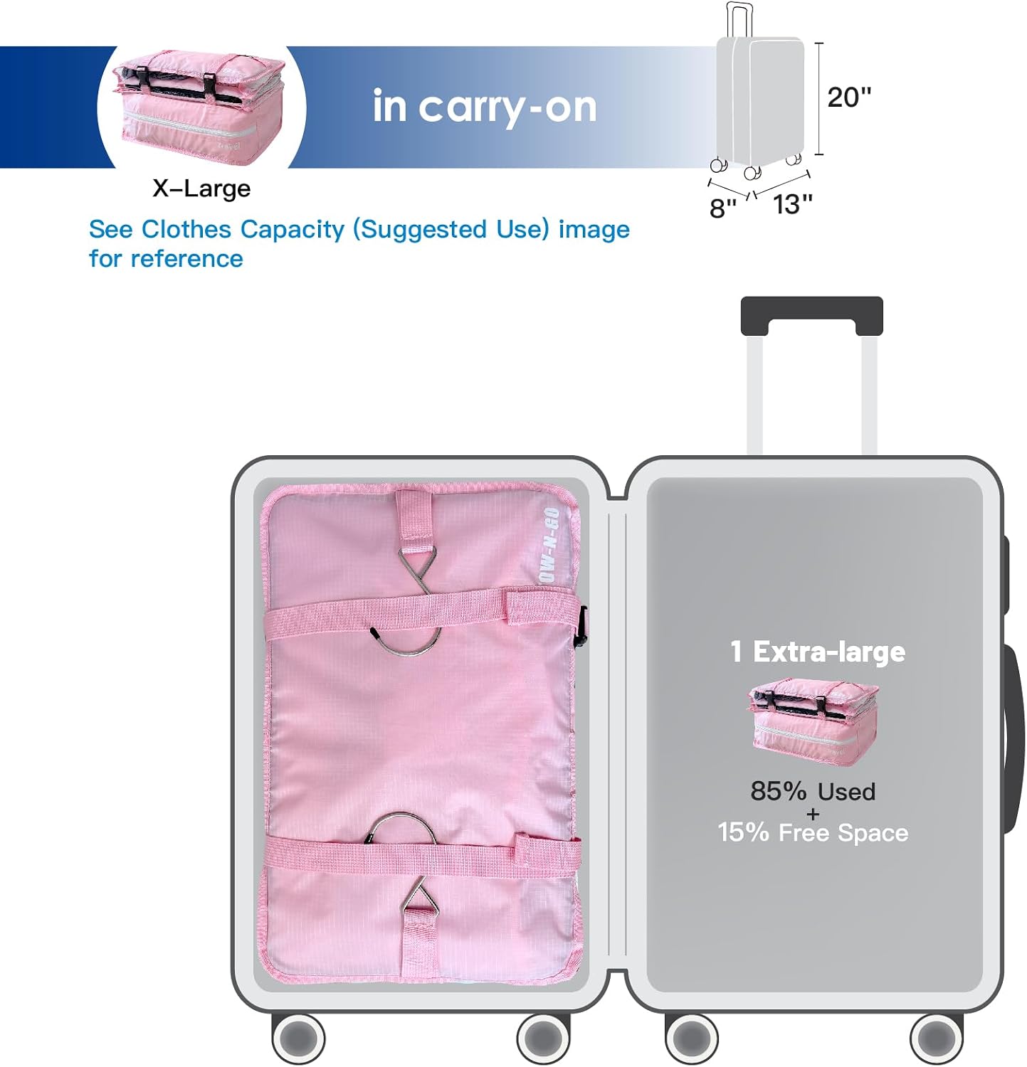 Grand Fusion Stow-N-Go Hanging Travel Shelves, Packing Organizer for Luggage. Carry on Closet for Suitcase. Expandable Packing Cube. Travel Essentials. (Black - L, L = (L) 11.8" x (W) 11.8")
