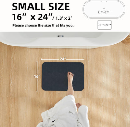TYUU Bath Mat, Bathroom Rugs Non Slip Washable Thin Absorbent Quick Dry Bath Mat Fits Under Door Bathroom Floor Mat Perfect for Bath, Shower, or Sink 16"x24" Dark Grey