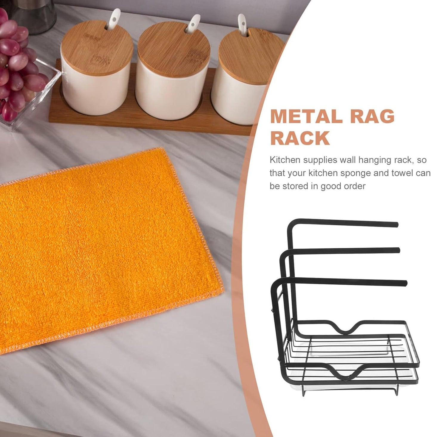 GANAZONO Kitchen Sponge Draining Holder Wall-Mounted Dishcloth Rack for Efficient Sink Storage and Waste Drainage Stylish Household Organizer for Sponges Cloths and Cleaning Supplies
