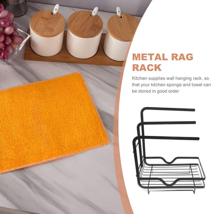 GANAZONO Kitchen Sponge Draining Holder Wall-Mounted Dishcloth Rack for Efficient Sink Storage and Waste Drainage Stylish Household Organizer for Sponges Cloths and Cleaning Supplies
