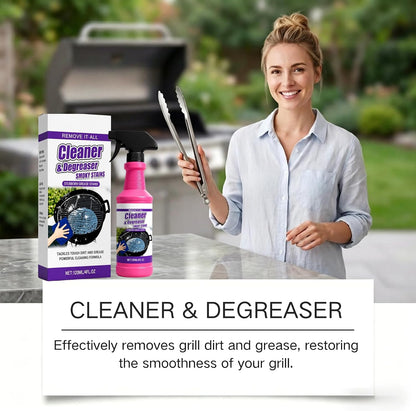 Cleaner&Degrcaser Smoky Stains,Fast-Acting Grill Cleaner Spray,120ml Fast Acting Grill Degreaser Spray for Outdoor Grills,Heavy Duty BBQ Degreaser for Burnt Food & Stubborn Grease. (1)