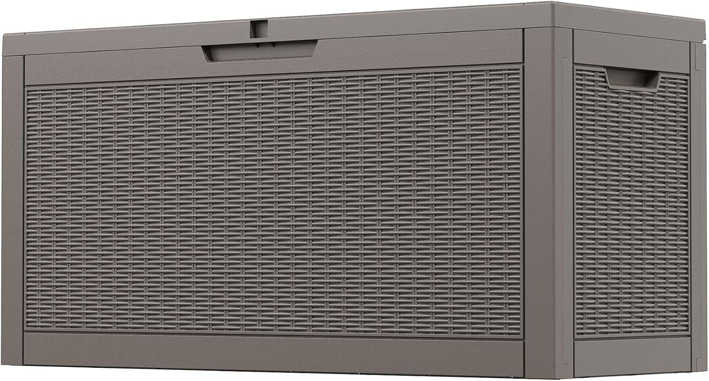 Outdoor Storage Box, Resin Deck Boxes Indoor and outdoor, Waterproof Storage Box Lockable Lid (Black, 85 Gallon)