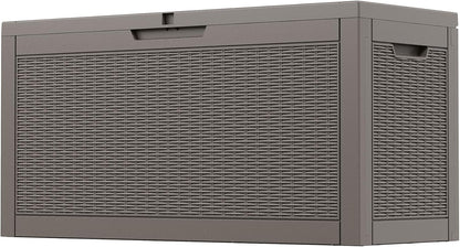 Outdoor Storage Box, Resin Deck Boxes Indoor and outdoor, Waterproof Storage Box Lockable Lid (Black, 85 Gallon)