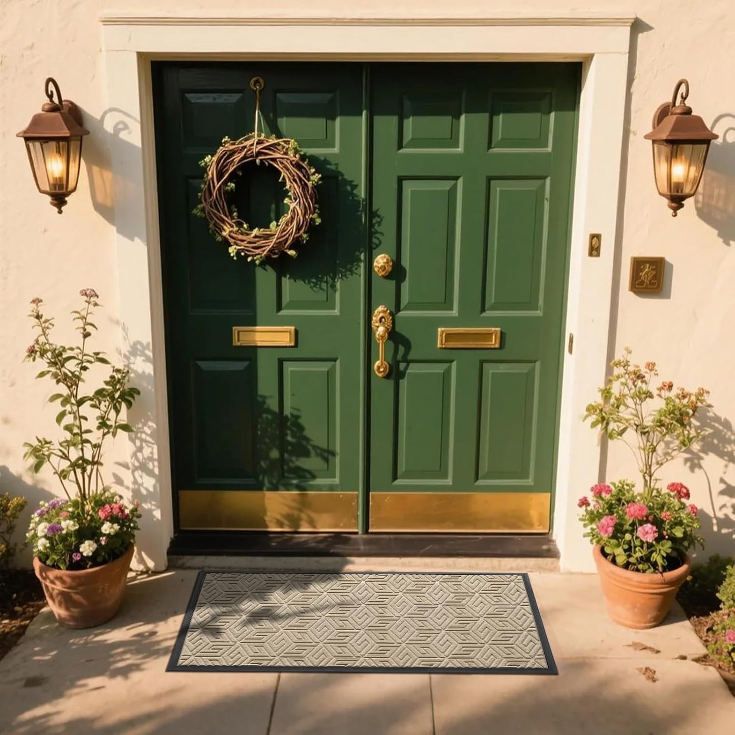 Yimobra Doormat Outdoor Entrance 29.5x17, All-Weather Waterproof Outdoor Mats for Front Door, Non Slip Welcome Door Mat for Patio Proch Outside Entryway Indoor, Black
