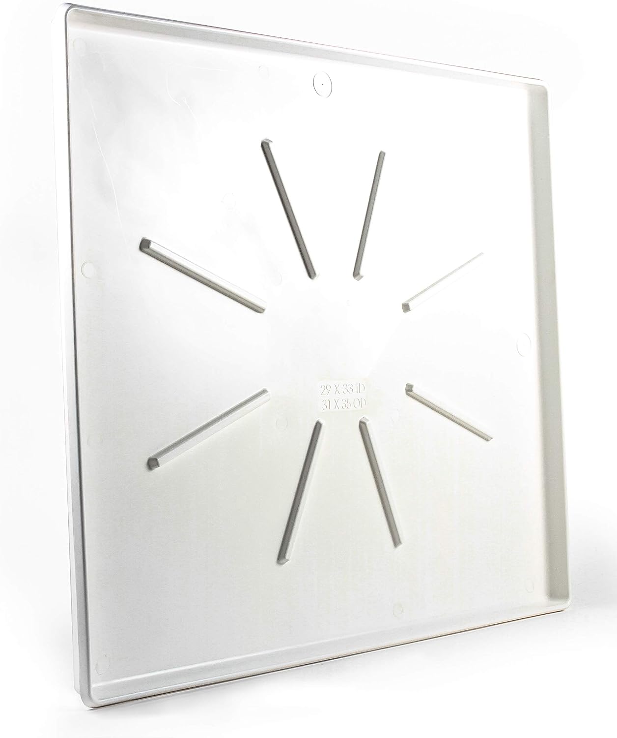 Camco Washing Machine Drain Pan - Features a Durable Plastic Construction, 1-inch/1.5-inch PVC Drain Fitting, and Measures 30-inches (L) x 32-inches (W) x 2 ½-inches (H) (OD) (20750)
