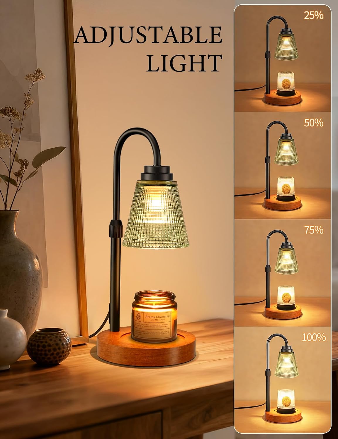 Candle Warmer Lamp with Timer Dimmable, Lamp Candle Warmer Birthday Gifts for Women, Black Adjustable Wax Melter Warmer for Jar Candles, House Warming Gift Home Decor