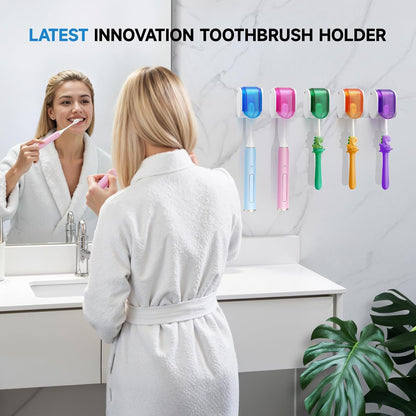 Toothbrush Holders for Bathrooms【Upgrade Single Slot Design】 Toothbrush Holder Wall Mounted with Cover Moisture-Proof and Dust-Proof Toothbrush Storage Organizer for Shower Family and Travel 3PCS