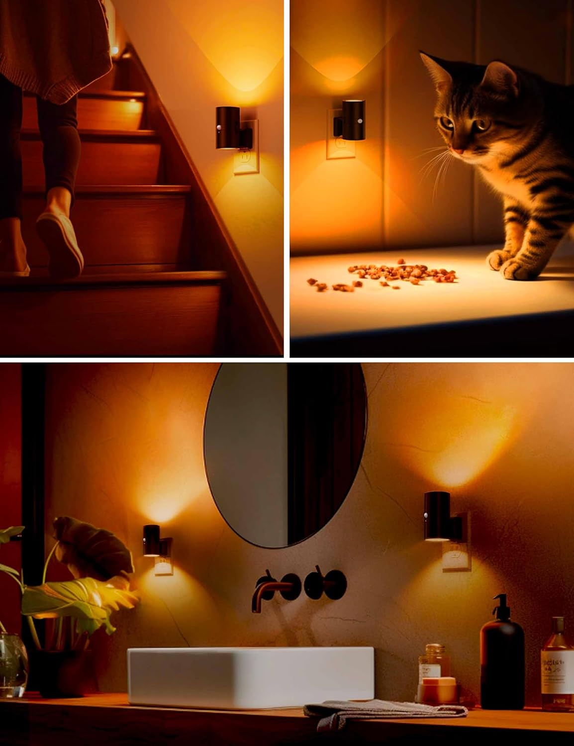L LOHAS LED Motion Sensor Night Light, Dimmable Night Lights Plug into Wall, Plug in Nightlight, Motion Sensor Light Indoor for Bathroom Hallway Bedroom Stairs Kids Elderly [3000K,2 Pack]