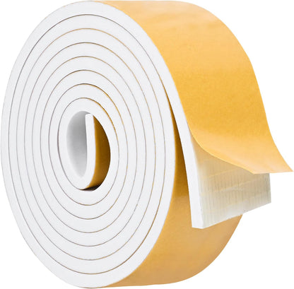 ToLanbbt White Door Window Weather Stripping Self Adhesive Foam Tape High Density Foam Sealing Strip Window Insulation Weatherproof Gasket Tape for Doors and Windows (1/2" W X 1/8" T X 16.5')