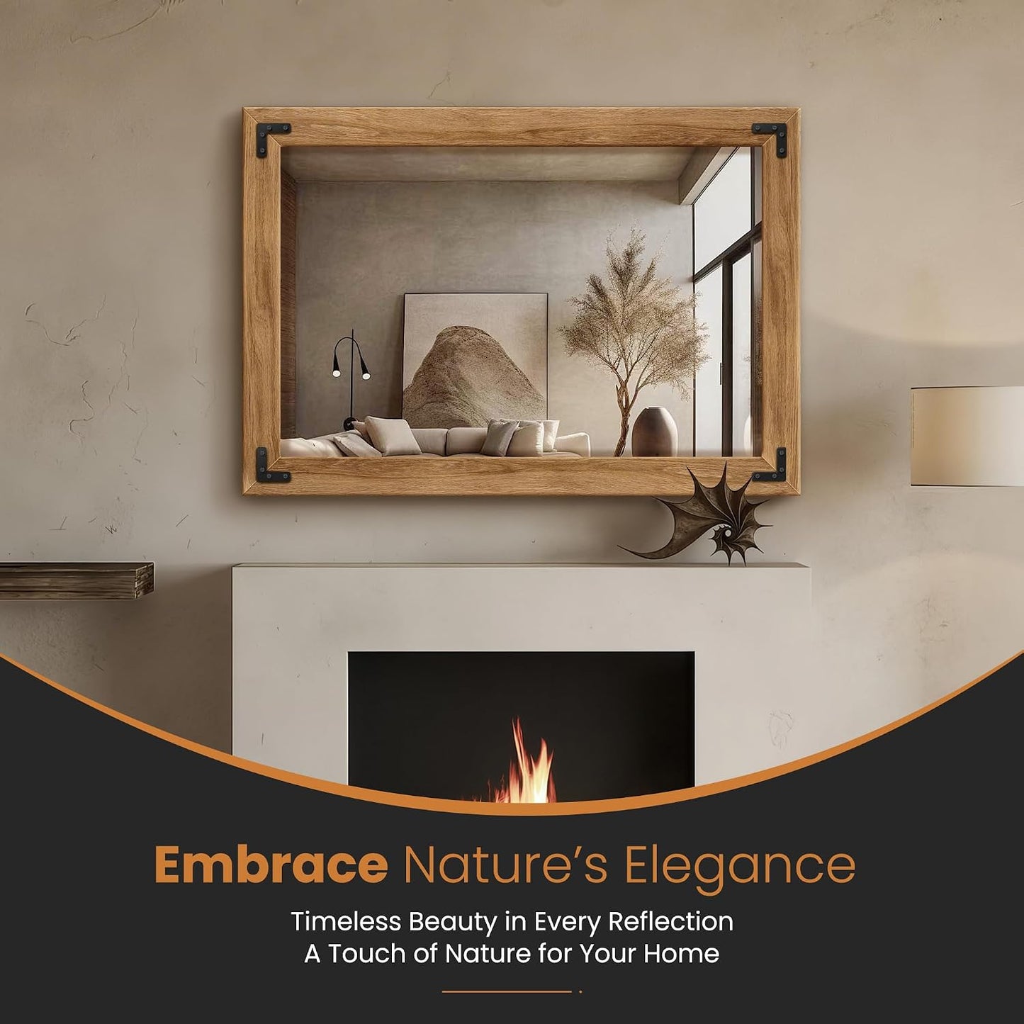 TRAHOME Full Length Mirror with Wooden Frame, 56"X22" Solid Wood Standing Floor Mirror for Farmhouse, Bathroom, Bedroom Decor, Hanging or Leaning Wall-Mounted